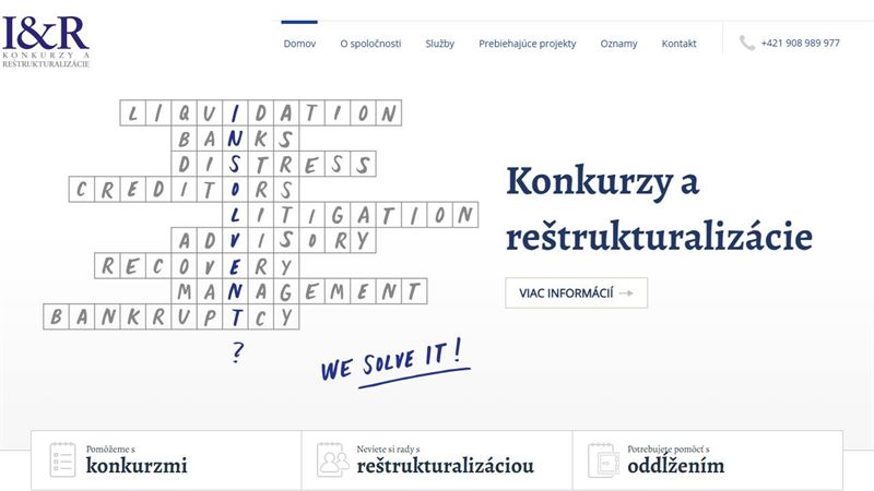 I&R KONKURZY A REŠTRUKTURALIZÁCIE