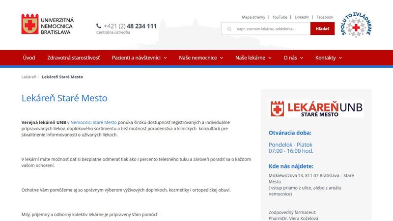 Lekáreň UNB Staré Mesto