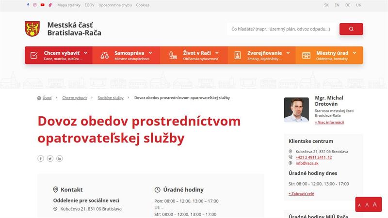 Jedáleň MÚ Rača