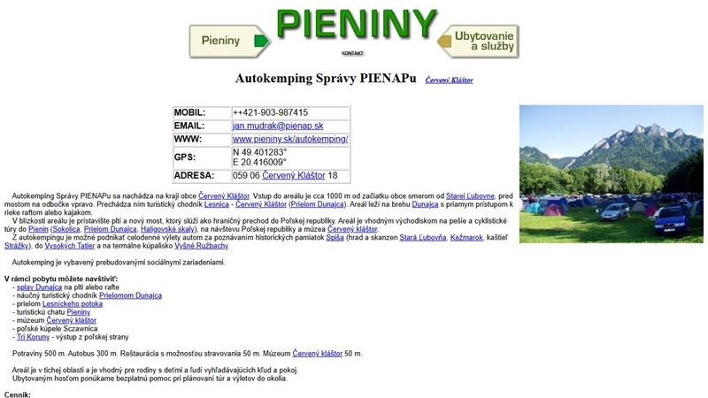 Autokemping Správy PIENAPu - Červený Kláštor
