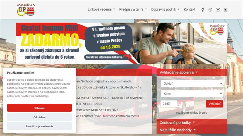 Dopravný podnik mesta Prešov - infocentrum Masarykova