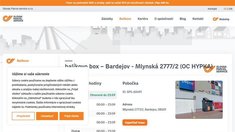 balíkovo box – Bardejov - Mlynská 2777/2 (OC HYPKA)