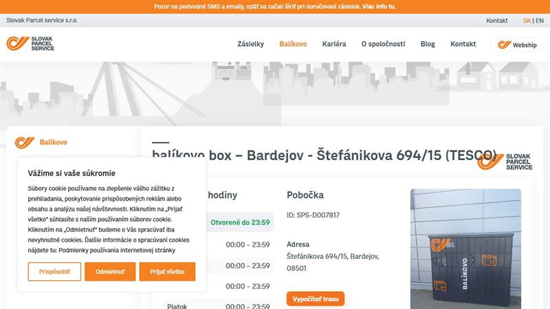 balíkovo box – Bardejov - Štefánikova 694/15 (TESCO)