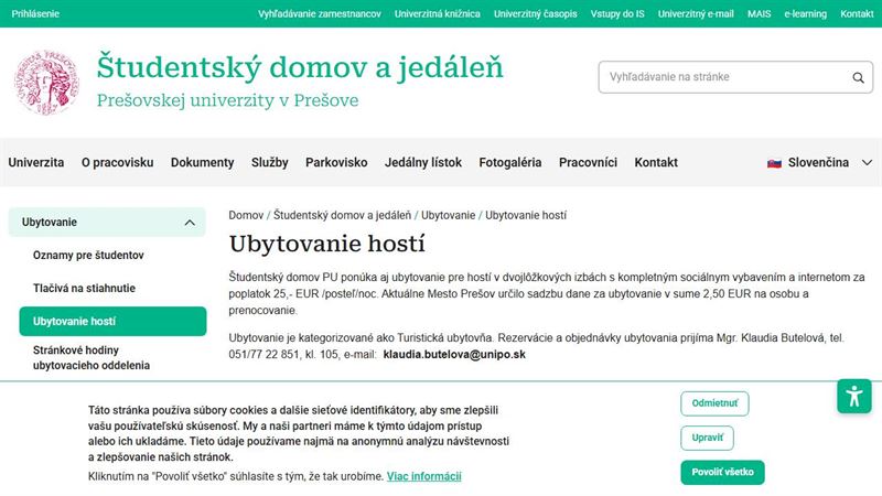 po_row_02585 Študentský domov Prešovskej univerzity Sekčov