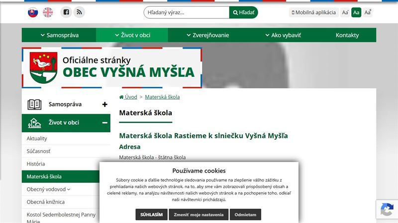 Materská škola Rastieme k slniečku Vyšná Myšľa