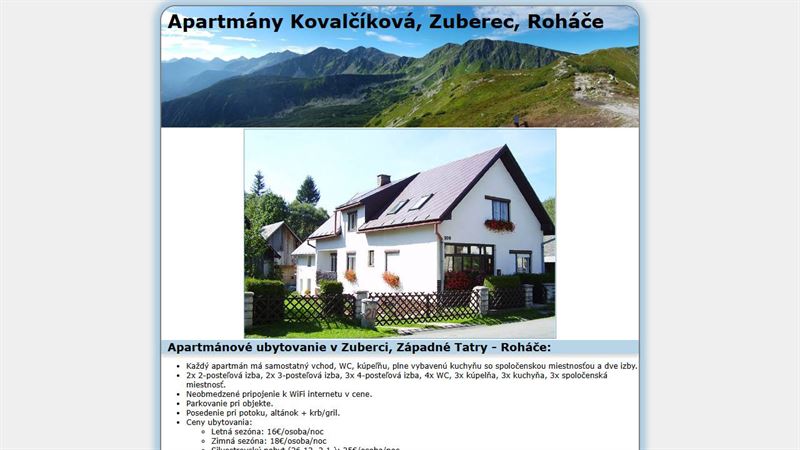 Apartmány Kovalčíková